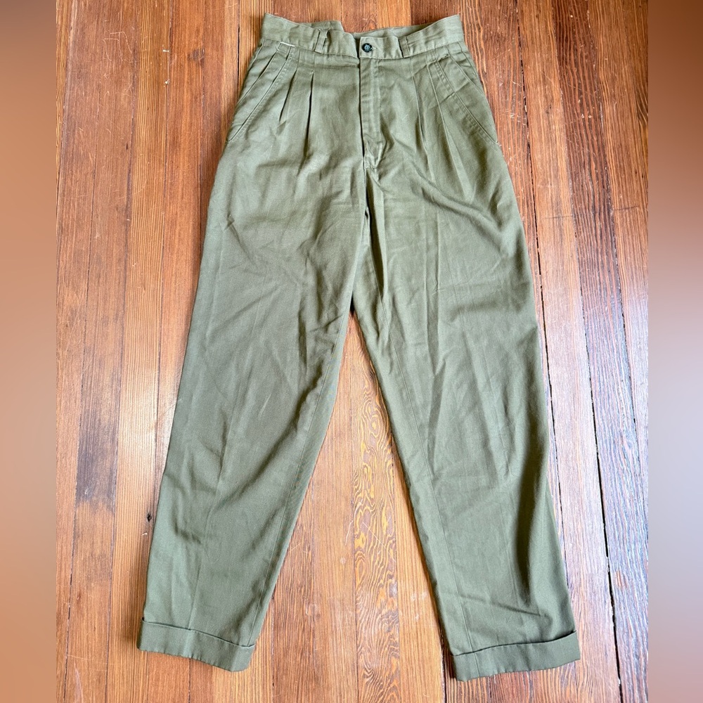 Vintage Olive High-Waisted Trousers by Wayne